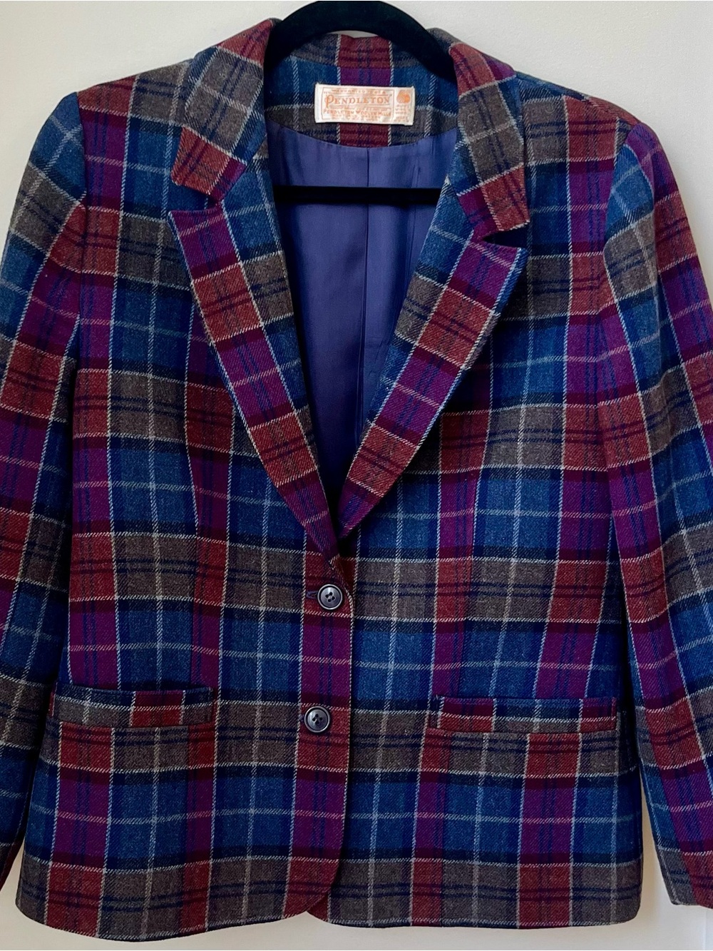 Vintage 70s Pendleton Wool Blazer Plaid Tartan Jacket Pure Virgin Wool USA M